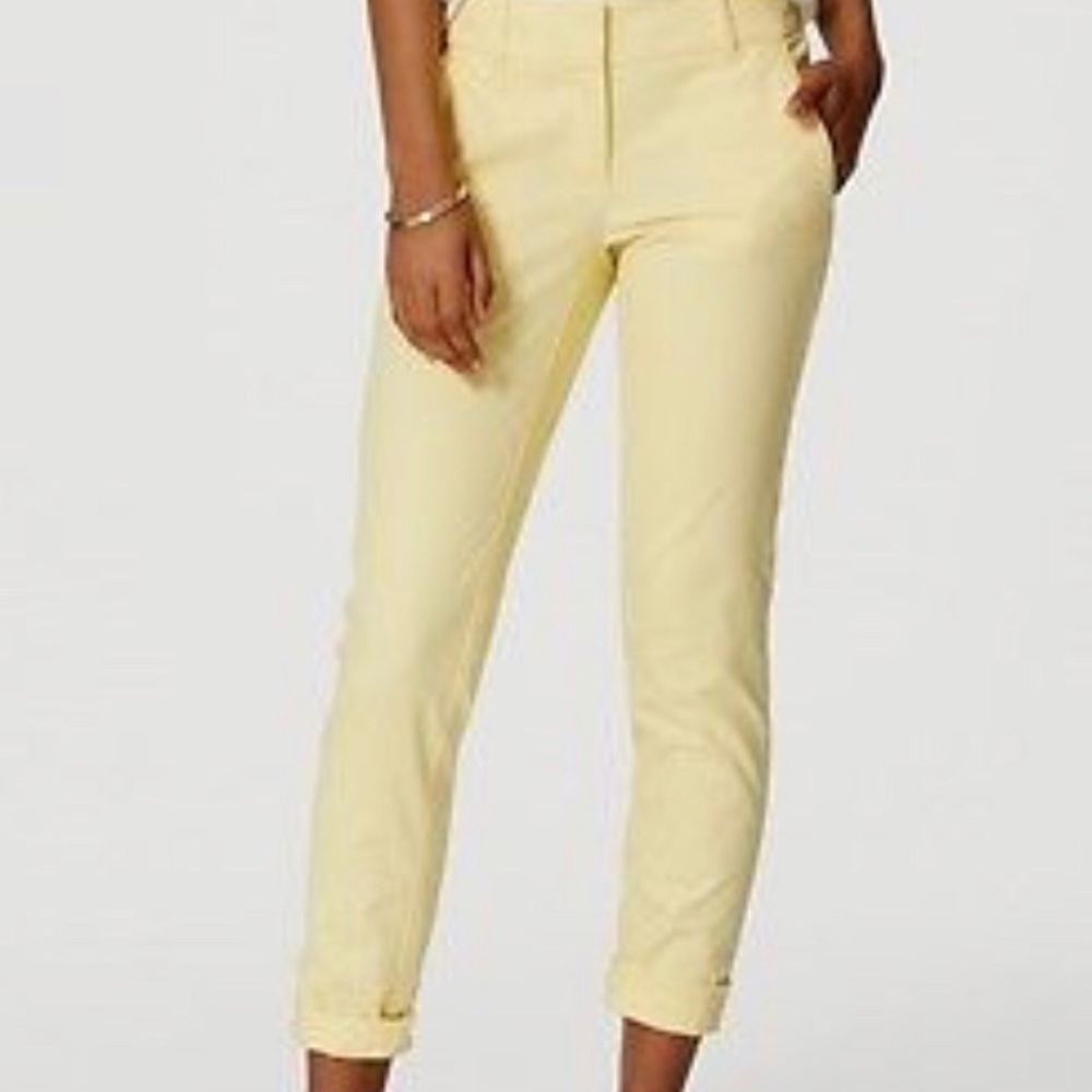 Loft Marisa Cropped pant size 8 yellow casual pant
